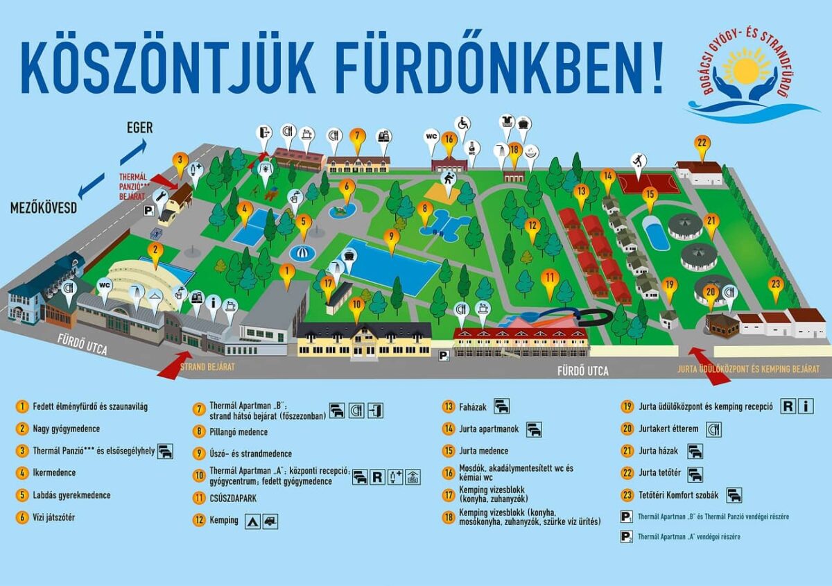 Termy Bogács fürdo mapa